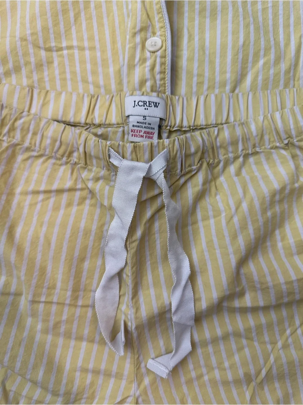 J. Crew Yellow & White Striped Short Pajama Set